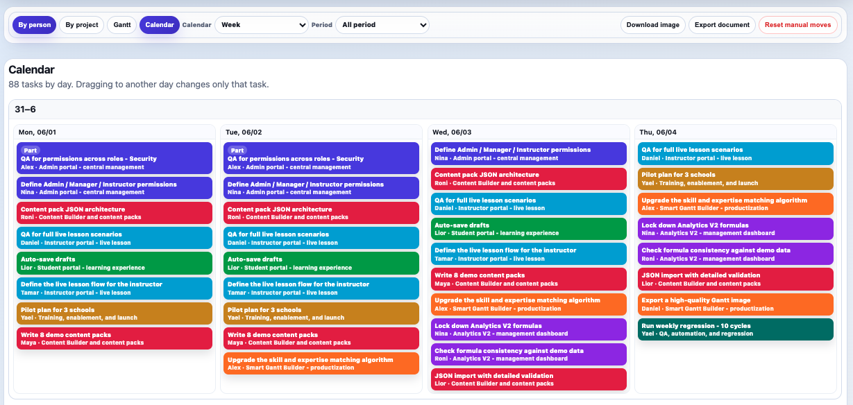 Calendar view